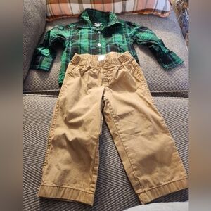 Boys Plaid Shirt And PANTS 2T